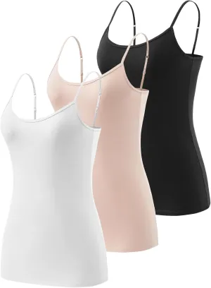 3-Piece Camisole for Women Cotton Tank Top Adjustable Spaghetti Strap Cami Tanks S-XXL