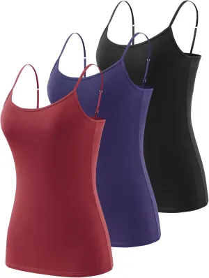 3-Piece Camisole for Women Cotton Tank Top Adjustable Spaghetti Strap Cami Tanks S-XXL