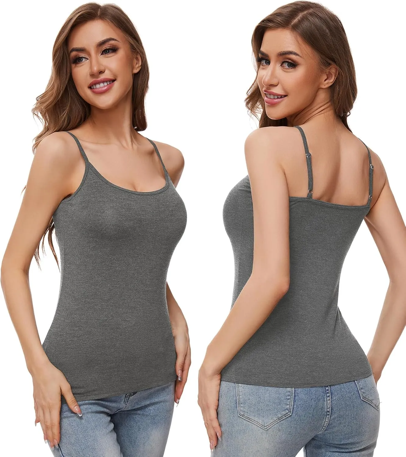 3-Piece Camisole for Women Cotton Tank Top Adjustable Spaghetti Strap Cami Tanks S-XXL