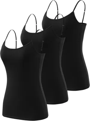3-Piece Camisole for Women Cotton Tank Top Adjustable Spaghetti Strap Cami Tanks S-XXL
