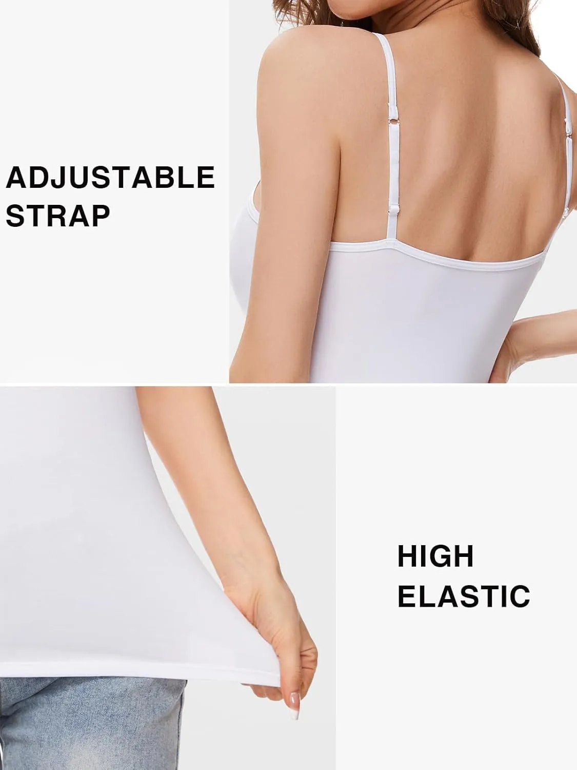 3-Piece Camisole for Women Cotton Tank Top Adjustable Spaghetti Strap Cami Tanks S-XXL