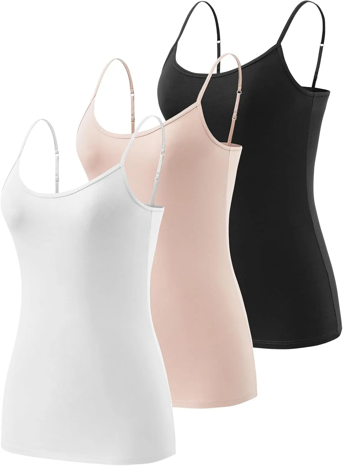 3-Piece Camisole for Women Cotton Tank Top Adjustable Spaghetti Strap Cami Tanks S-XXL