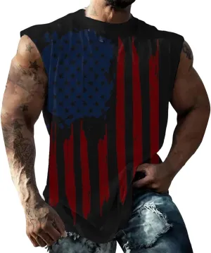 American Flag Tank Top Mens 4th of July Patriotic USA Sleeveless Graphic Muscle Shirts Summer Workout Gym Funny Tanks