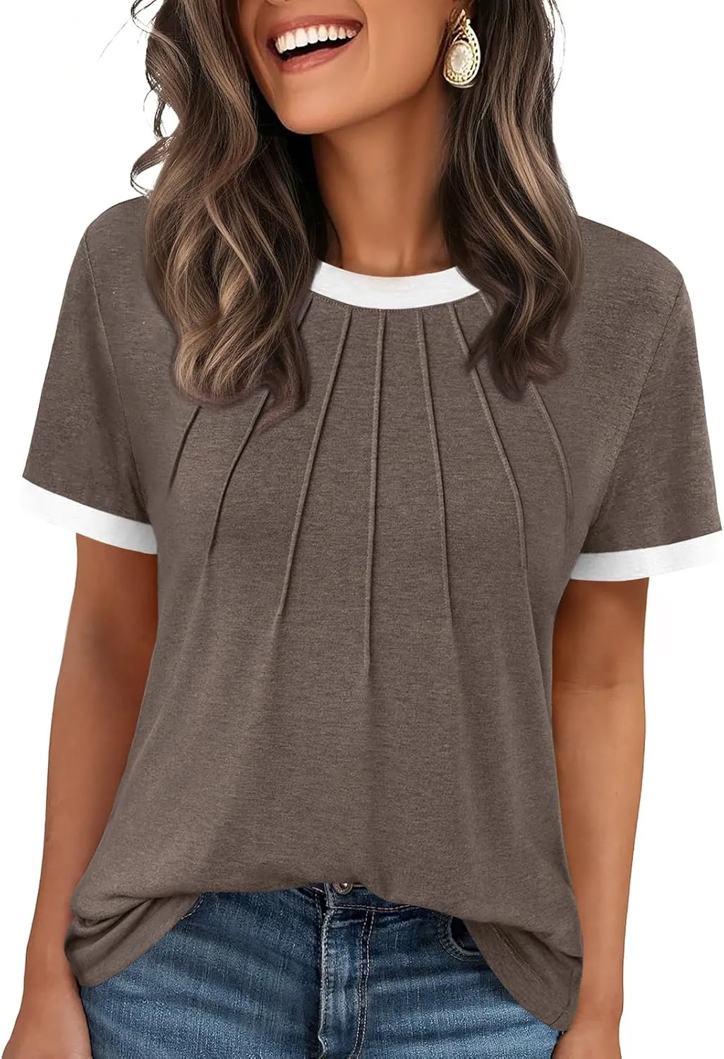 AUTOMET Womens Shirts Short Sleeve Tops Business Casual Tee Spring Summer Clothes Trendy Fashion Dressy Blouses Outfits 2025