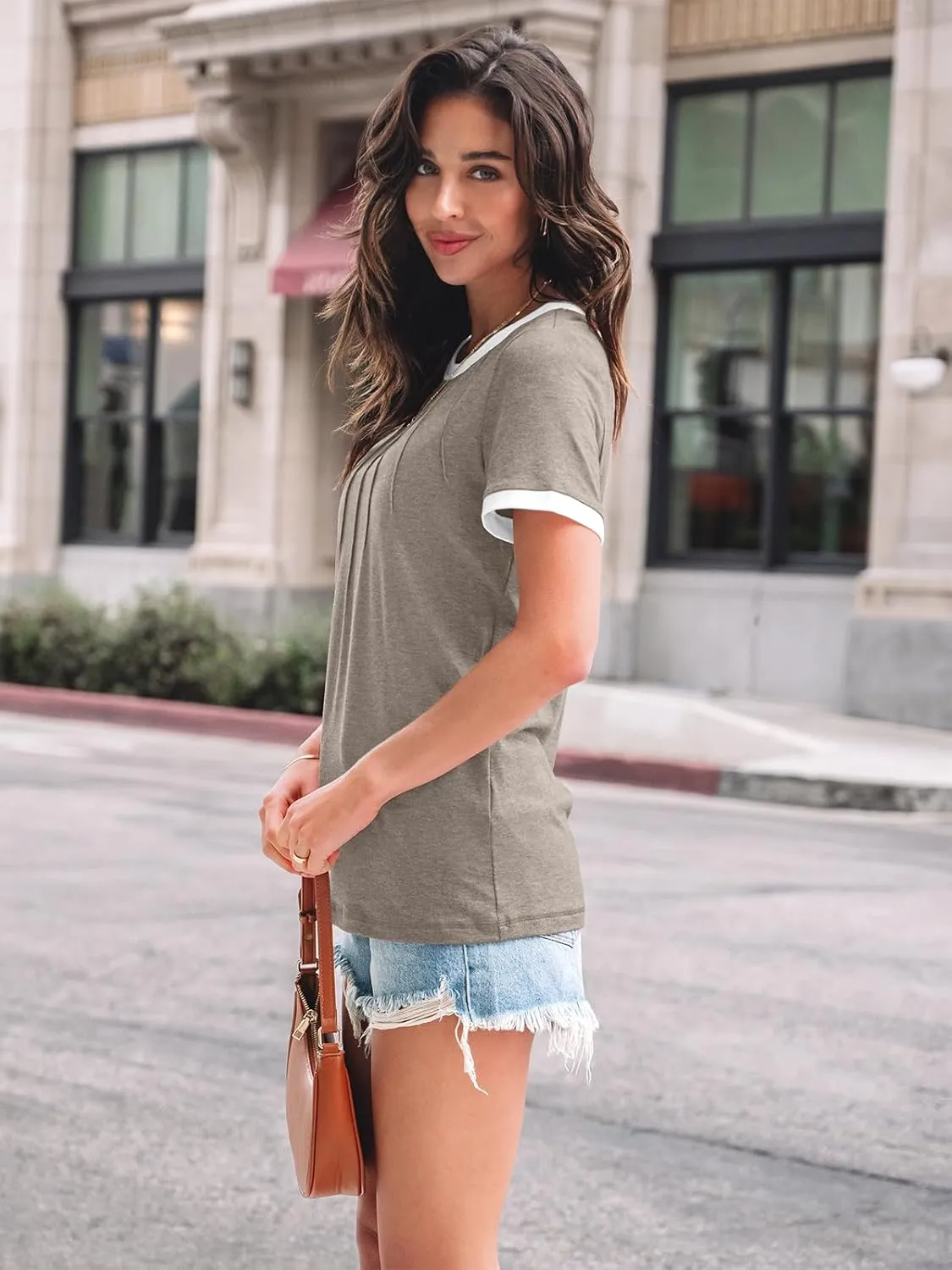 AUTOMET Womens Shirts Short Sleeve Tops Business Casual Tee Spring Summer Clothes Trendy Fashion Dressy Blouses Outfits 2025
