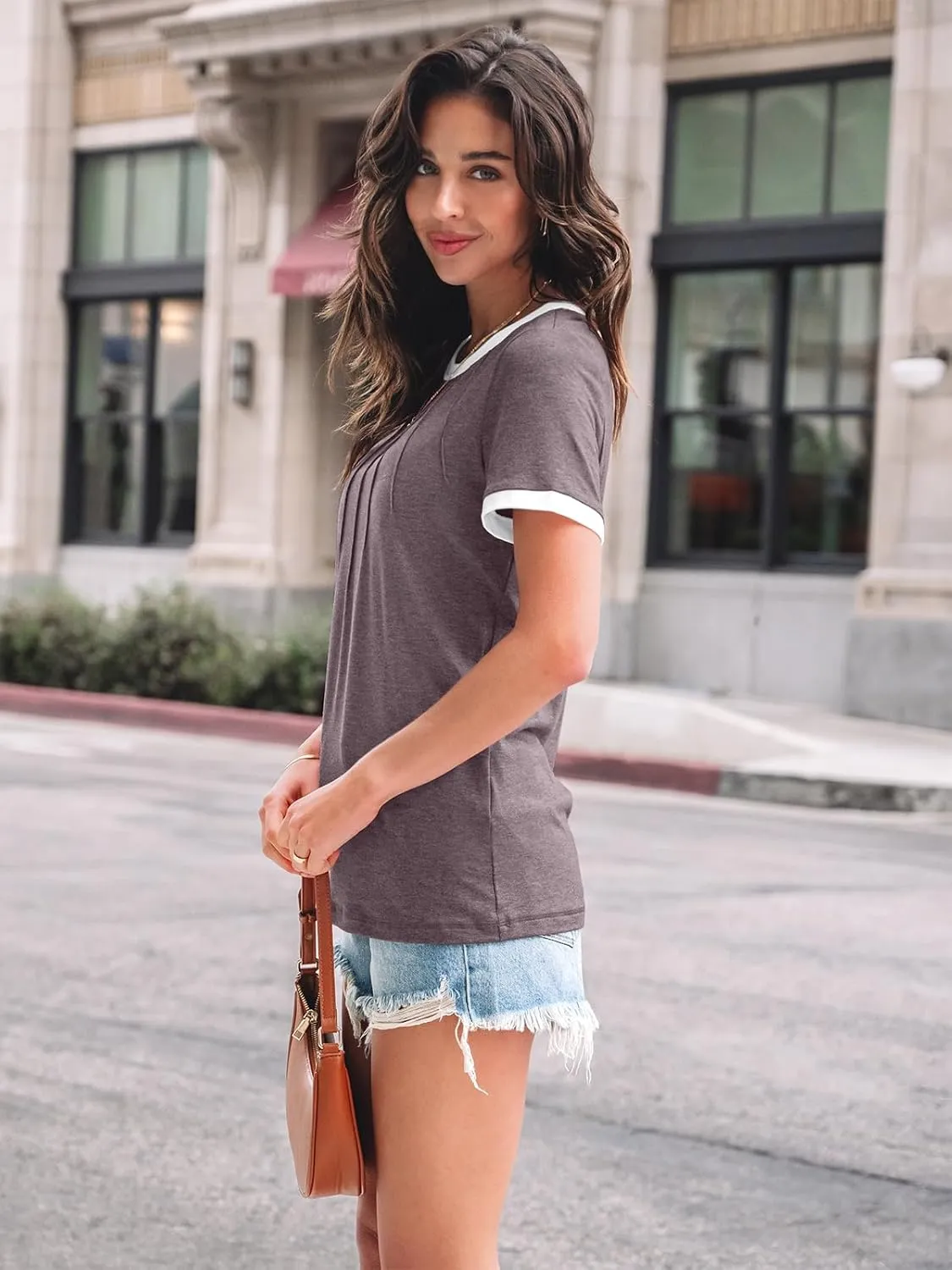 AUTOMET Womens Shirts Short Sleeve Tops Business Casual Tee Spring Summer Clothes Trendy Fashion Dressy Blouses Outfits 2025