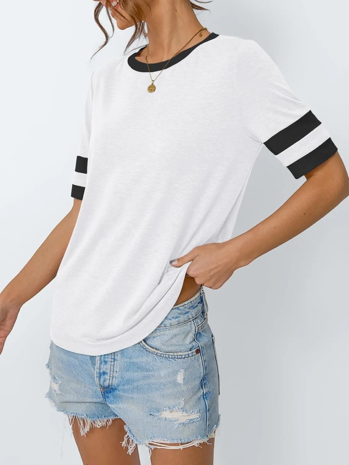 AUTOMET Womens Short Sleeve Shirts Summer Tops Spring Trendy Fashion Tees Casual Dressy Crewneck Clothes Basic Outfits 2025