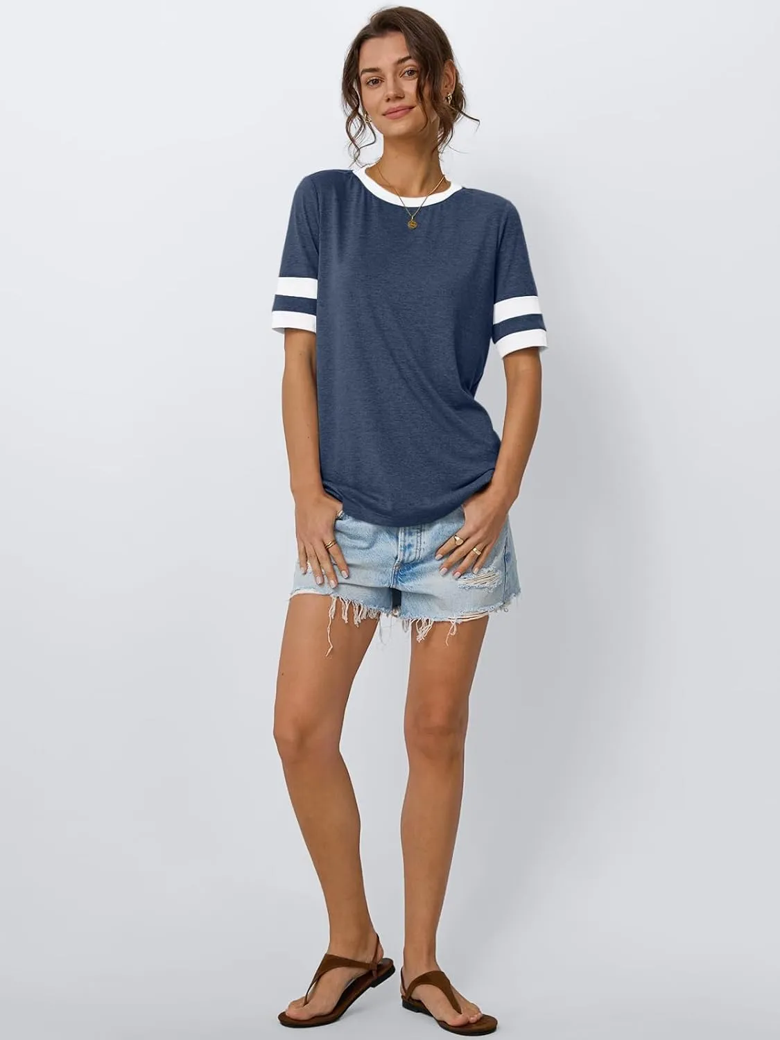 AUTOMET Womens Short Sleeve Shirts Summer Tops Spring Trendy Fashion Tees Casual Dressy Crewneck Clothes Basic Outfits 2025