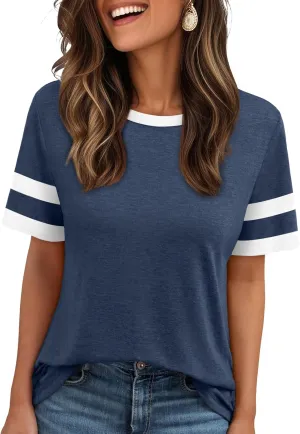 AUTOMET Womens Short Sleeve Shirts Summer Tops Spring Trendy Fashion Tees Casual Dressy Crewneck Clothes Basic Outfits 2025