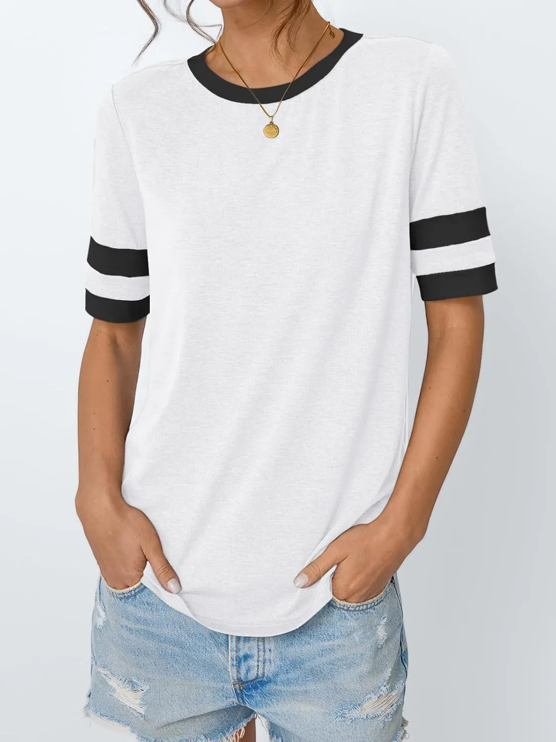 AUTOMET Womens Short Sleeve Shirts Summer Tops Spring Trendy Fashion Tees Casual Dressy Crewneck Clothes Basic Outfits 2025