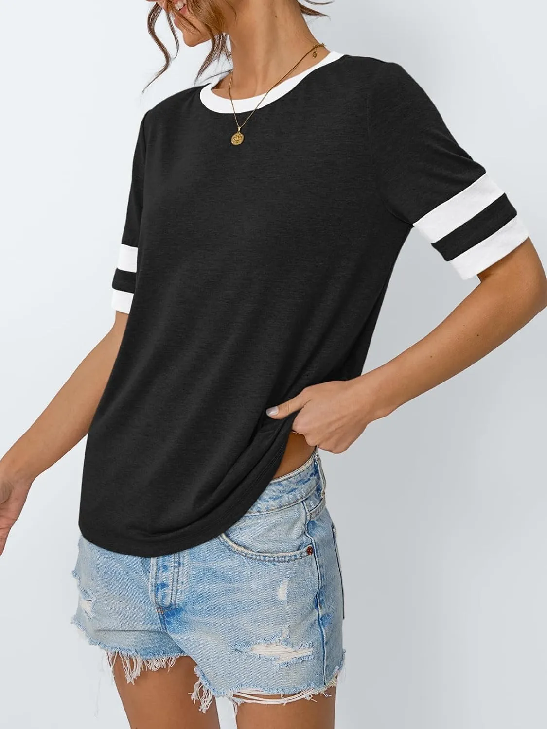AUTOMET Womens Short Sleeve Shirts Summer Tops Spring Trendy Fashion Tees Casual Dressy Crewneck Clothes Basic Outfits 2025