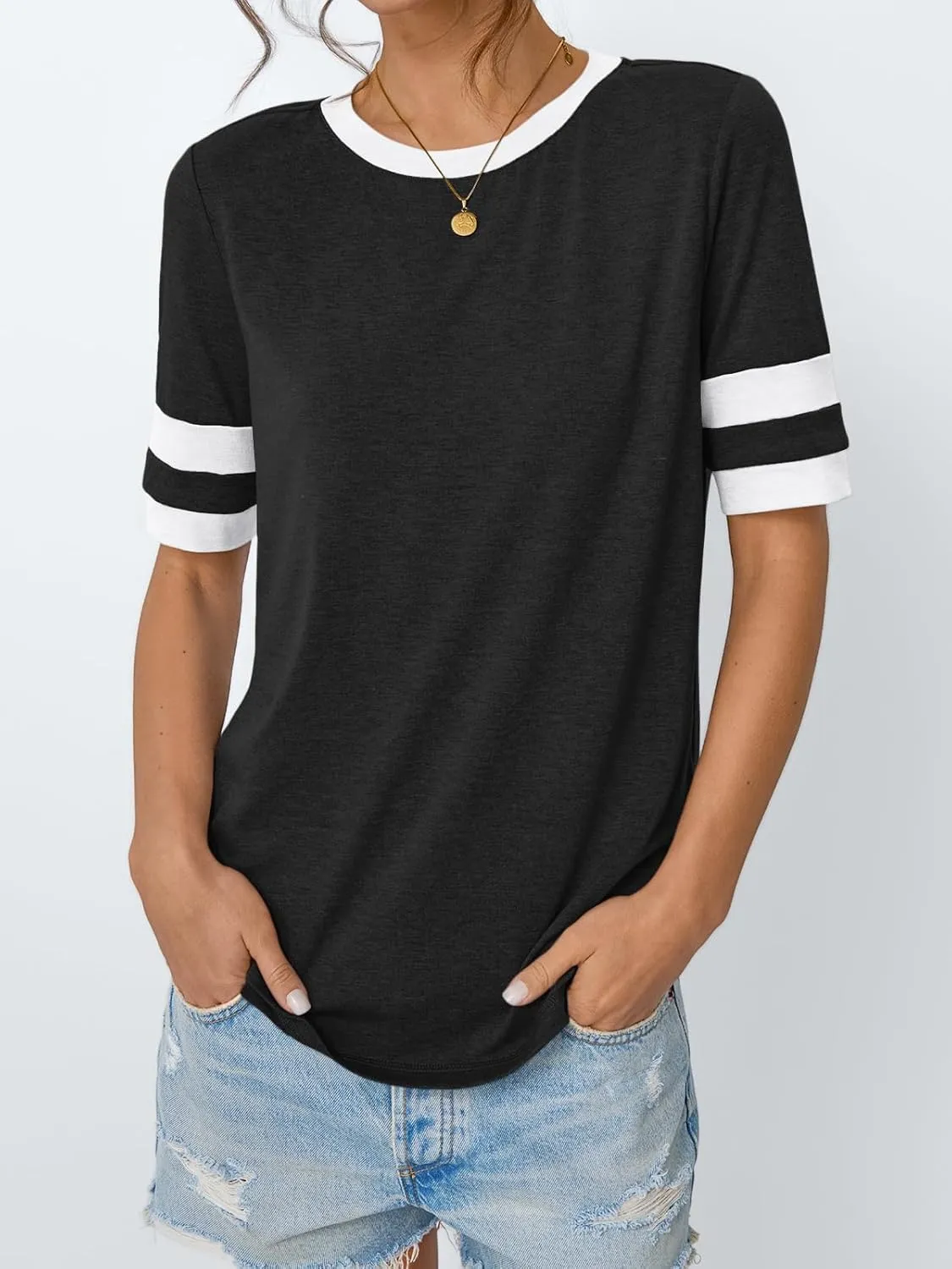 AUTOMET Womens Short Sleeve Shirts Summer Tops Spring Trendy Fashion Tees Casual Dressy Crewneck Clothes Basic Outfits 2025