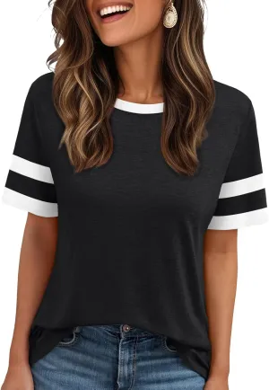 AUTOMET Womens Short Sleeve Shirts Summer Tops Spring Trendy Fashion Tees Casual Dressy Crewneck Clothes Basic Outfits 2025