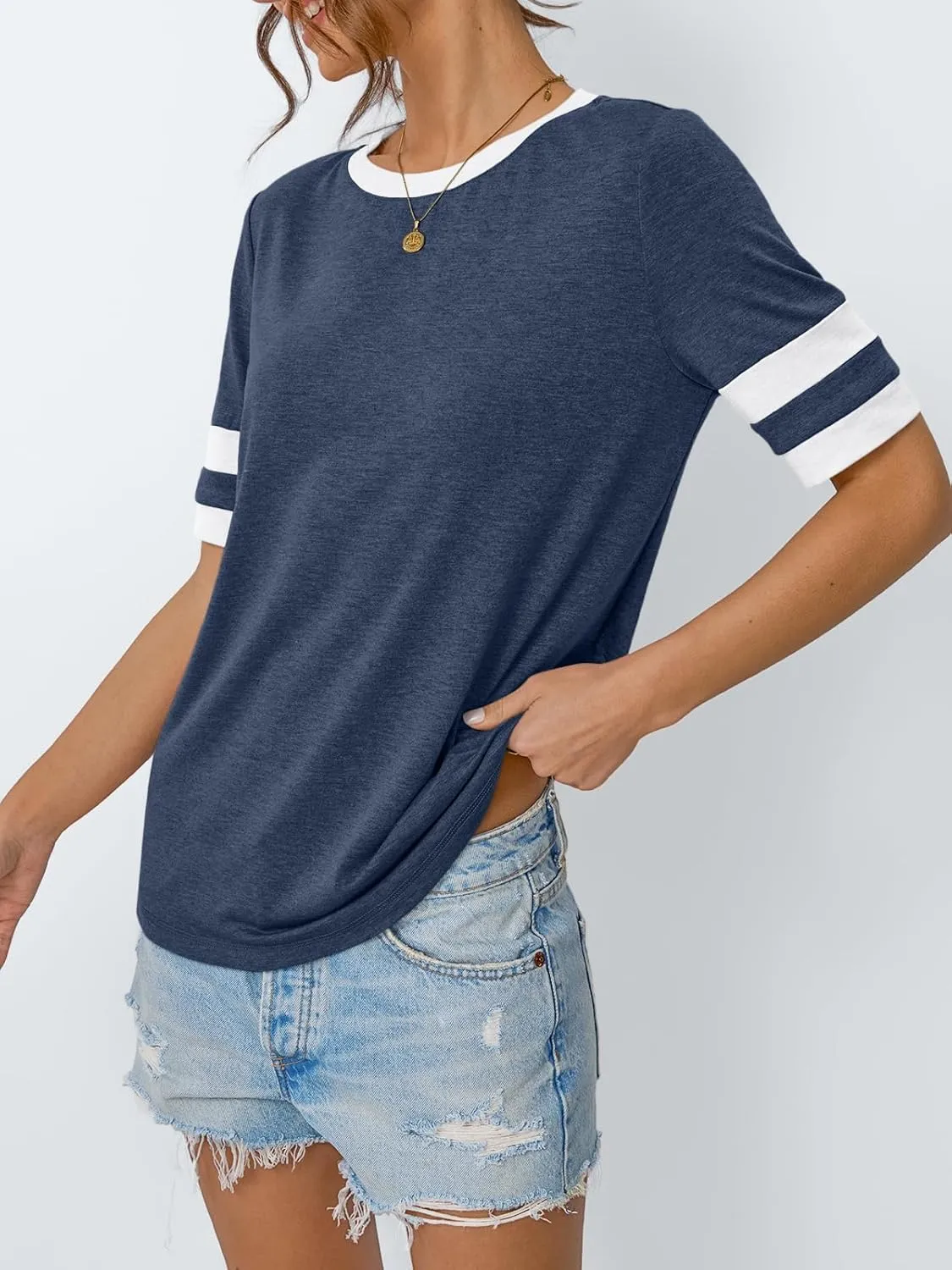 AUTOMET Womens Short Sleeve Shirts Summer Tops Spring Trendy Fashion Tees Casual Dressy Crewneck Clothes Basic Outfits 2025