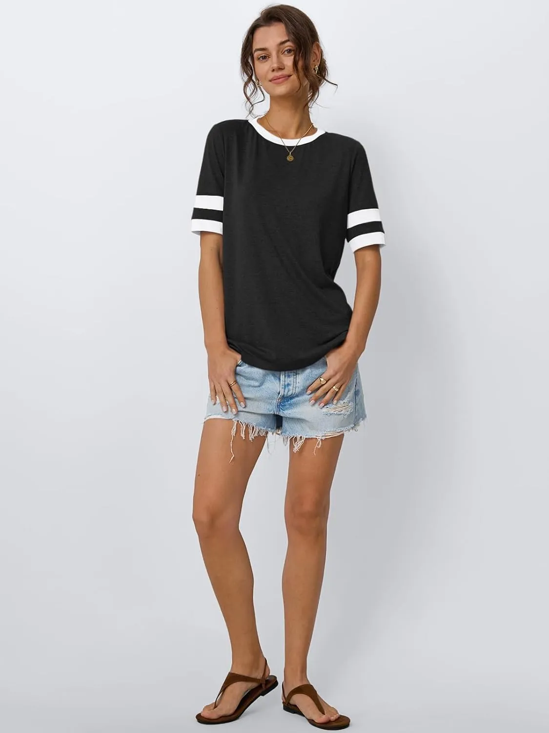 AUTOMET Womens Short Sleeve Shirts Summer Tops Spring Trendy Fashion Tees Casual Dressy Crewneck Clothes Basic Outfits 2025
