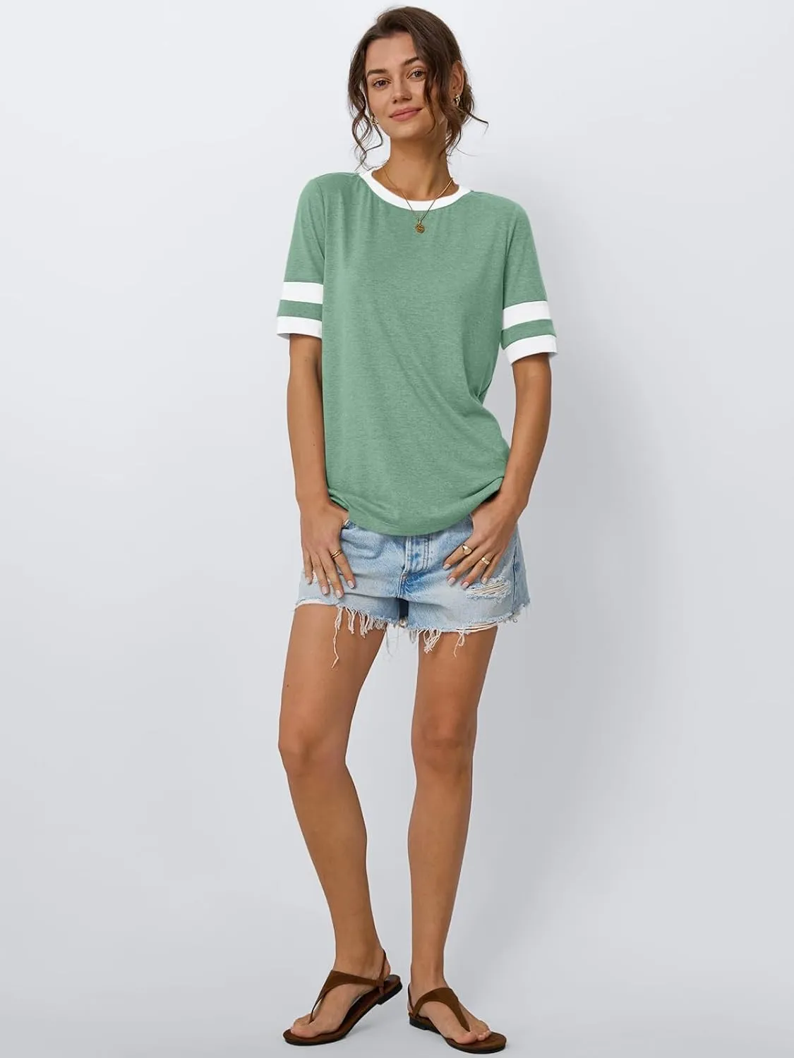 AUTOMET Womens Short Sleeve Shirts Summer Tops Spring Trendy Fashion Tees Casual Dressy Crewneck Clothes Basic Outfits 2025