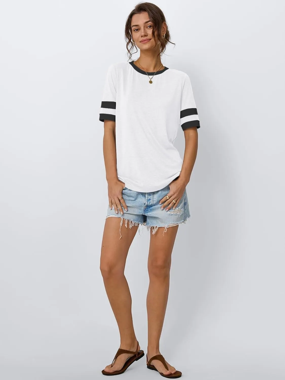AUTOMET Womens Short Sleeve Shirts Summer Tops Spring Trendy Fashion Tees Casual Dressy Crewneck Clothes Basic Outfits 2025