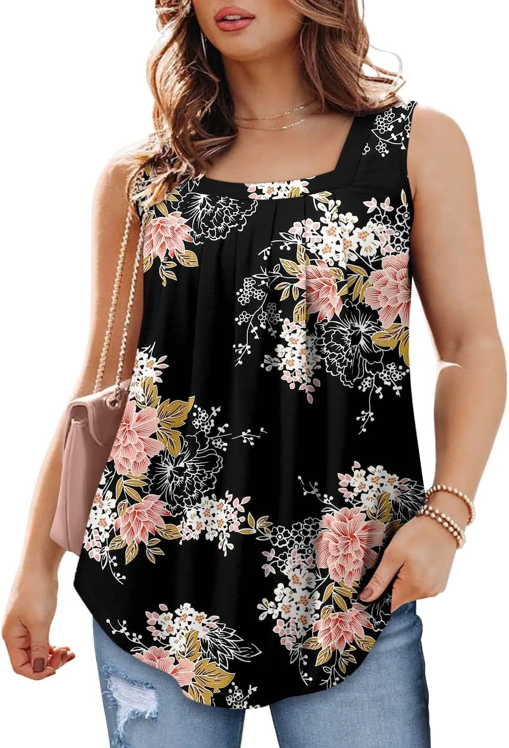 BETTE BOUTIK Womens Tank Tops Pleated Sleeveless Blouse Short Sleeve Tops Basic Shirts S-3XL