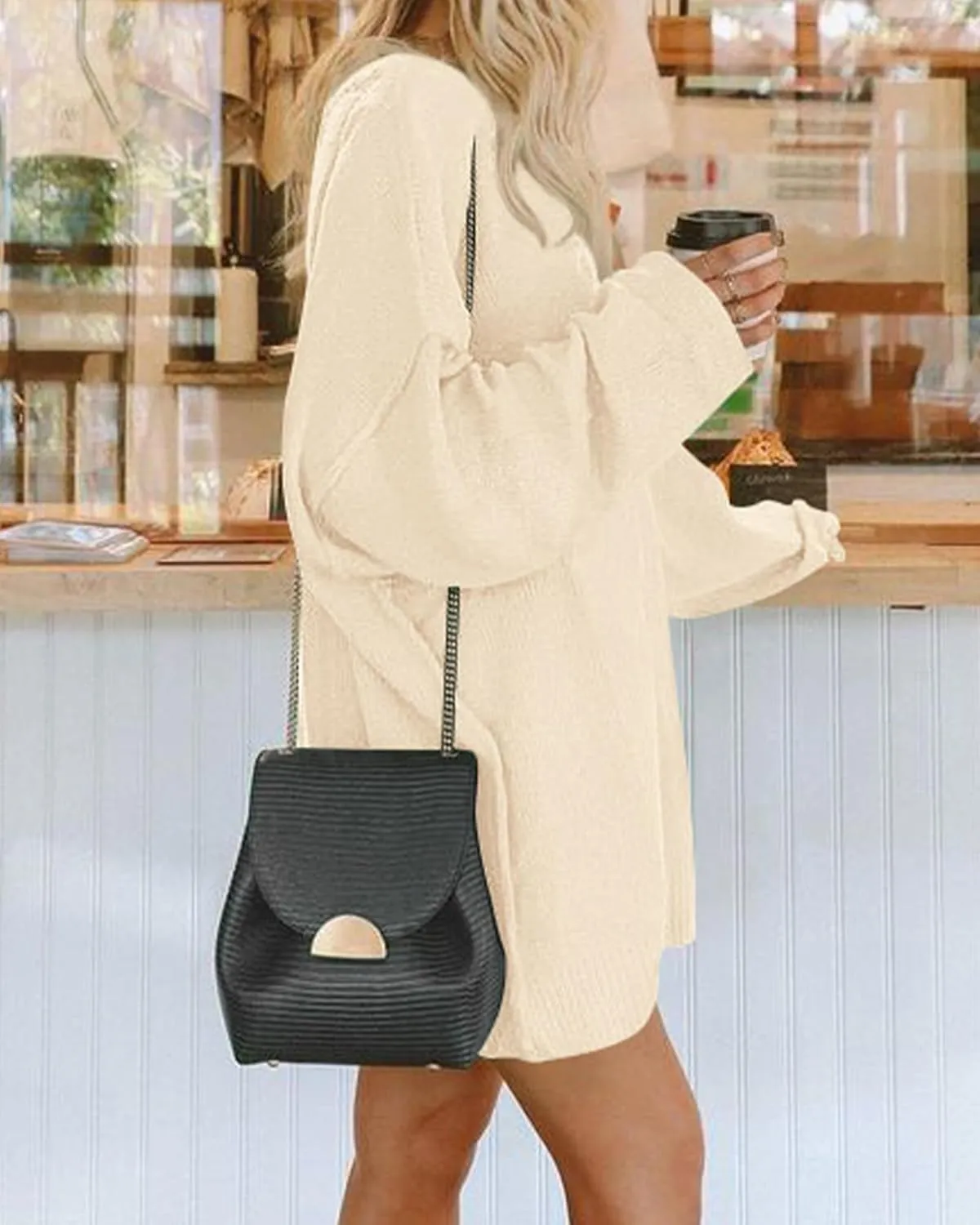 BTFBM 2025 Womens Sweaters Casual Crewneck Long Sleeve Oversized Sweater Dress Fall Winter Loose Slouchy Soft Pullover