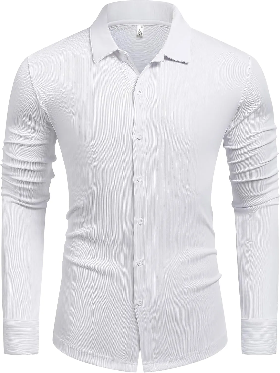 COOFANDY Athletic Fit Dress Shirts for Men Ribbed Knit Textured Button Down Shirts