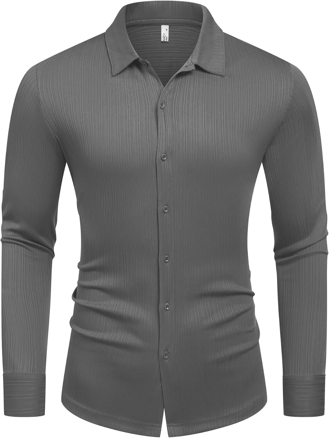 COOFANDY Athletic Fit Dress Shirts for Men Ribbed Knit Textured Button Down Shirts