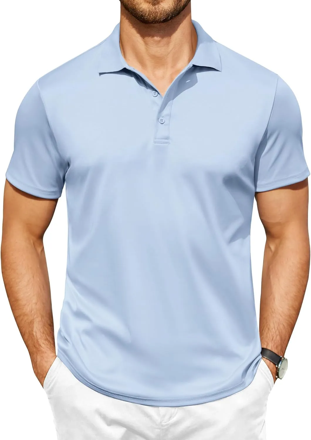 COOFANDY Men Polo Shirts Short Sleeve Quick Drying Athletic Collared Golf Shirts Moisture Wicking Tees