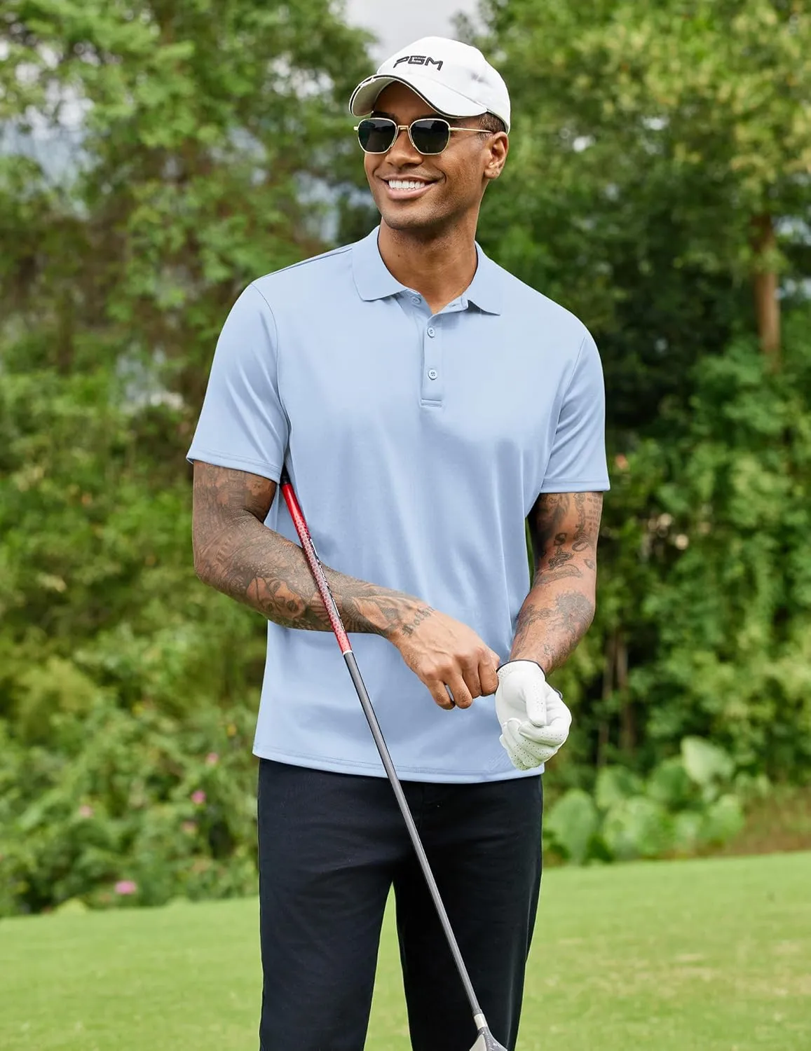 COOFANDY Men Polo Shirts Short Sleeve Quick Drying Athletic Collared Golf Shirts Moisture Wicking Tees