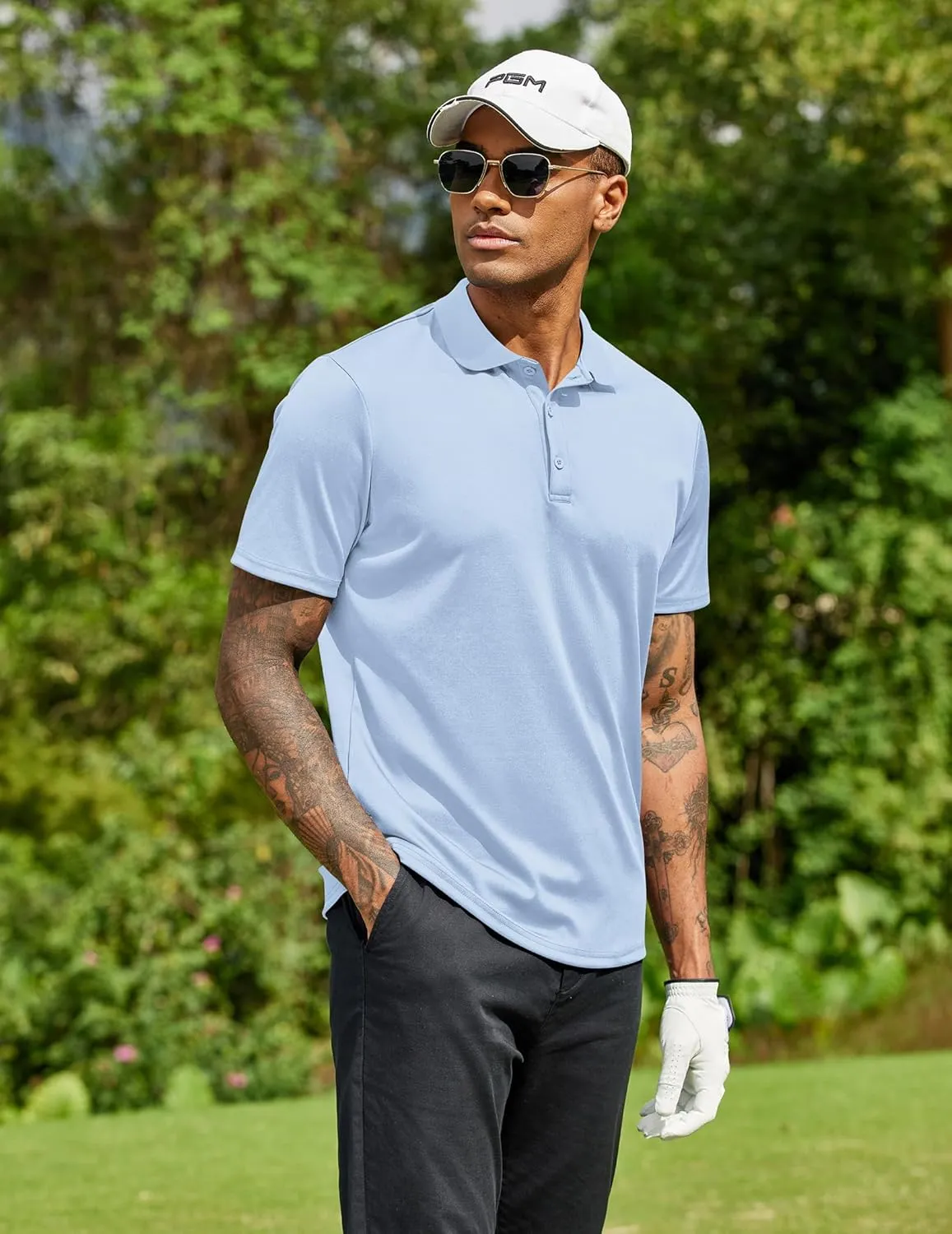 COOFANDY Men Polo Shirts Short Sleeve Quick Drying Athletic Collared Golf Shirts Moisture Wicking Tees