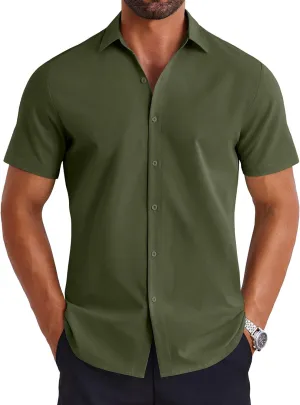 COOFANDY Mens Button Down Shirts Short Sleeve Casual Shirt Summer Untucked Dress Shirts
