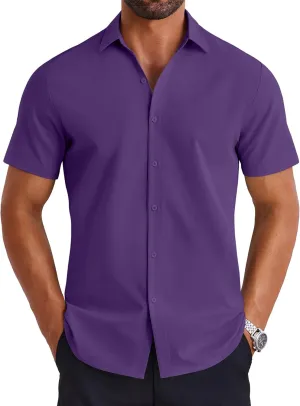 COOFANDY Mens Button Down Shirts Short Sleeve Casual Shirt Summer Untucked Dress Shirts