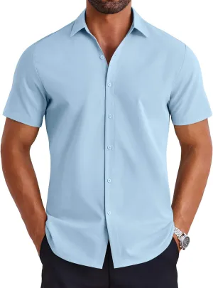 COOFANDY Mens Button Down Shirts Short Sleeve Casual Shirt Summer Untucked Dress Shirts