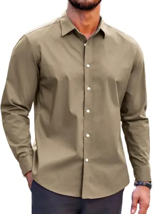 COOFANDY Mens Casual Button Down Shirts Long Sleeve Untucked Shirts for Men Stretch Dress Shirt