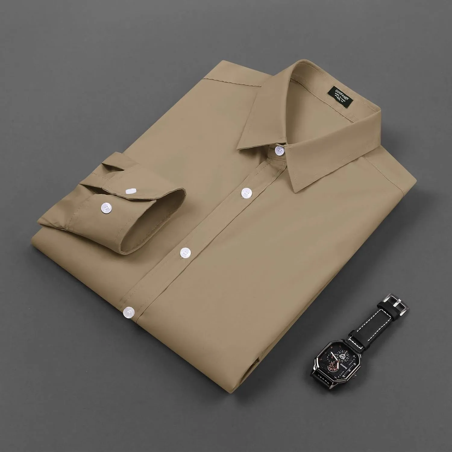COOFANDY Mens Casual Button Down Shirts Long Sleeve Untucked Shirts for Men Stretch Dress Shirt