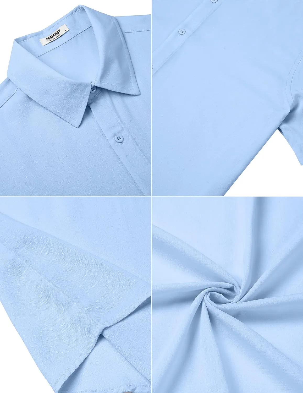COOFANDY Men's Casual Button Down Short Sleeve Shirts Summer Beach Wedding Shirt Vacation Cotton Shirts