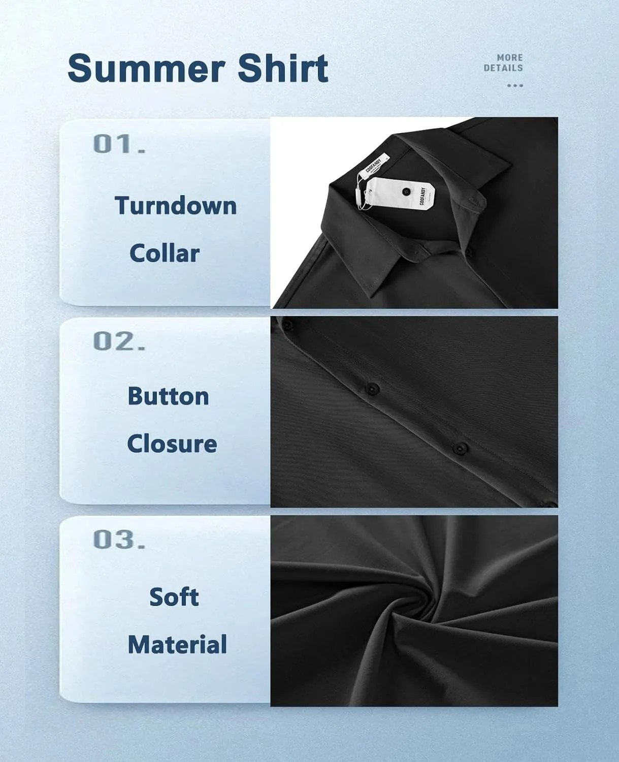 COOFANDY Mens Casual Short Sleeve Button Down Shirts Summer Untucked Wrinkle Free Shirts
