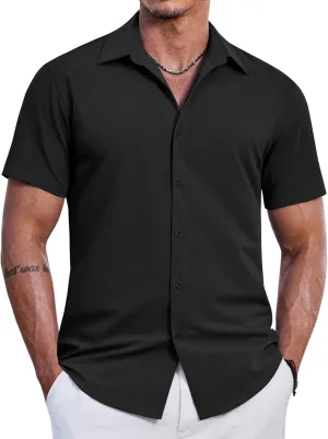 COOFANDY Mens Casual Short Sleeve Button Down Shirts Summer Untucked Wrinkle Free Shirts