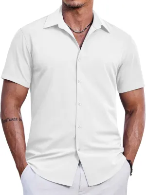 COOFANDY Mens Casual Short Sleeve Button Down Shirts Summer Untucked Wrinkle Free Shirts