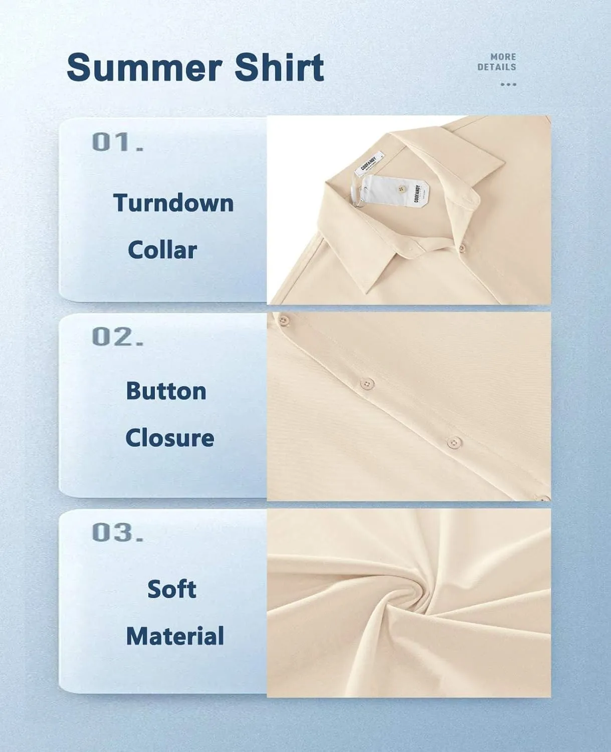 COOFANDY Mens Casual Short Sleeve Button Down Shirts Summer Untucked Wrinkle Free Shirts