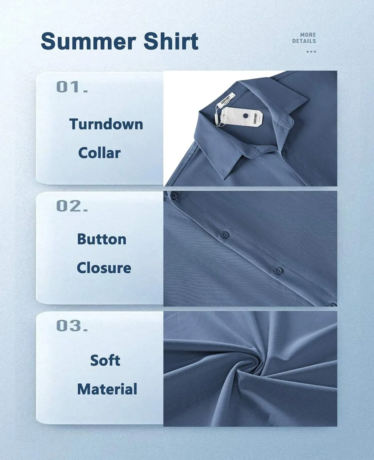 COOFANDY Mens Casual Short Sleeve Button Down Shirts Summer Untucked Wrinkle Free Shirts