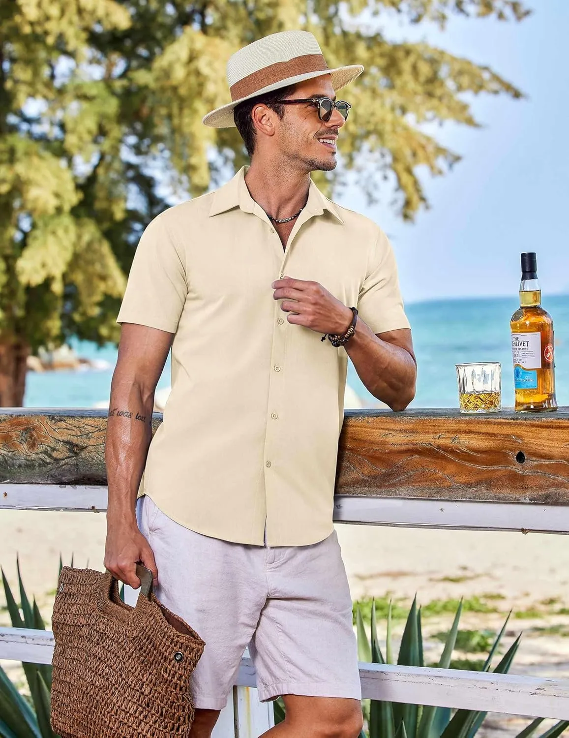 COOFANDY Mens Casual Short Sleeve Button Down Shirts Summer Untucked Wrinkle Free Shirts