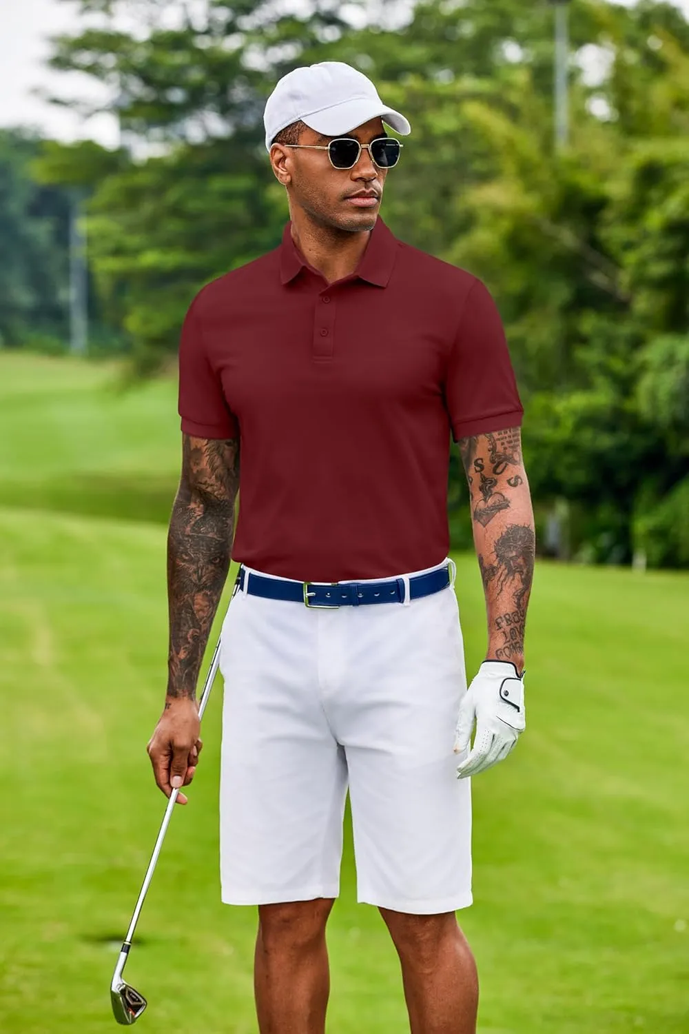 COOFANDY Men's Cotton Pique Polo Shirts Short Sleeve Golf Shirts Basic Casual Collared T-Shirt