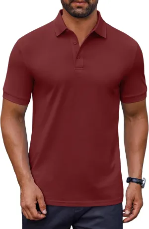 COOFANDY Men's Cotton Pique Polo Shirts Short Sleeve Golf Shirts Basic Casual Collared T-Shirt