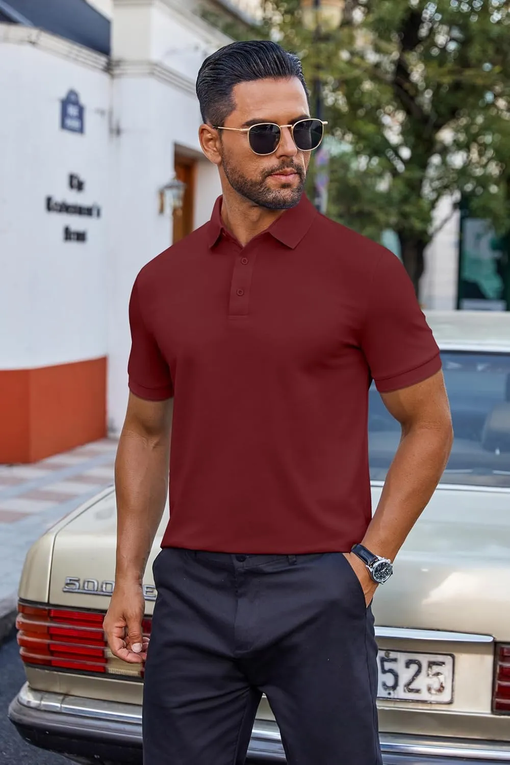 COOFANDY Men's Cotton Pique Polo Shirts Short Sleeve Golf Shirts Basic Casual Collared T-Shirt