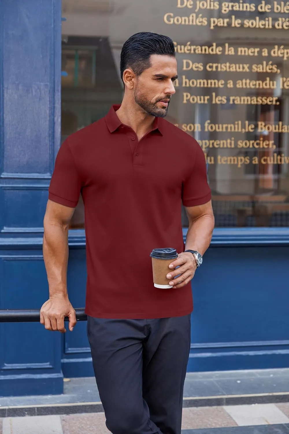 COOFANDY Men's Cotton Pique Polo Shirts Short Sleeve Golf Shirts Basic Casual Collared T-Shirt