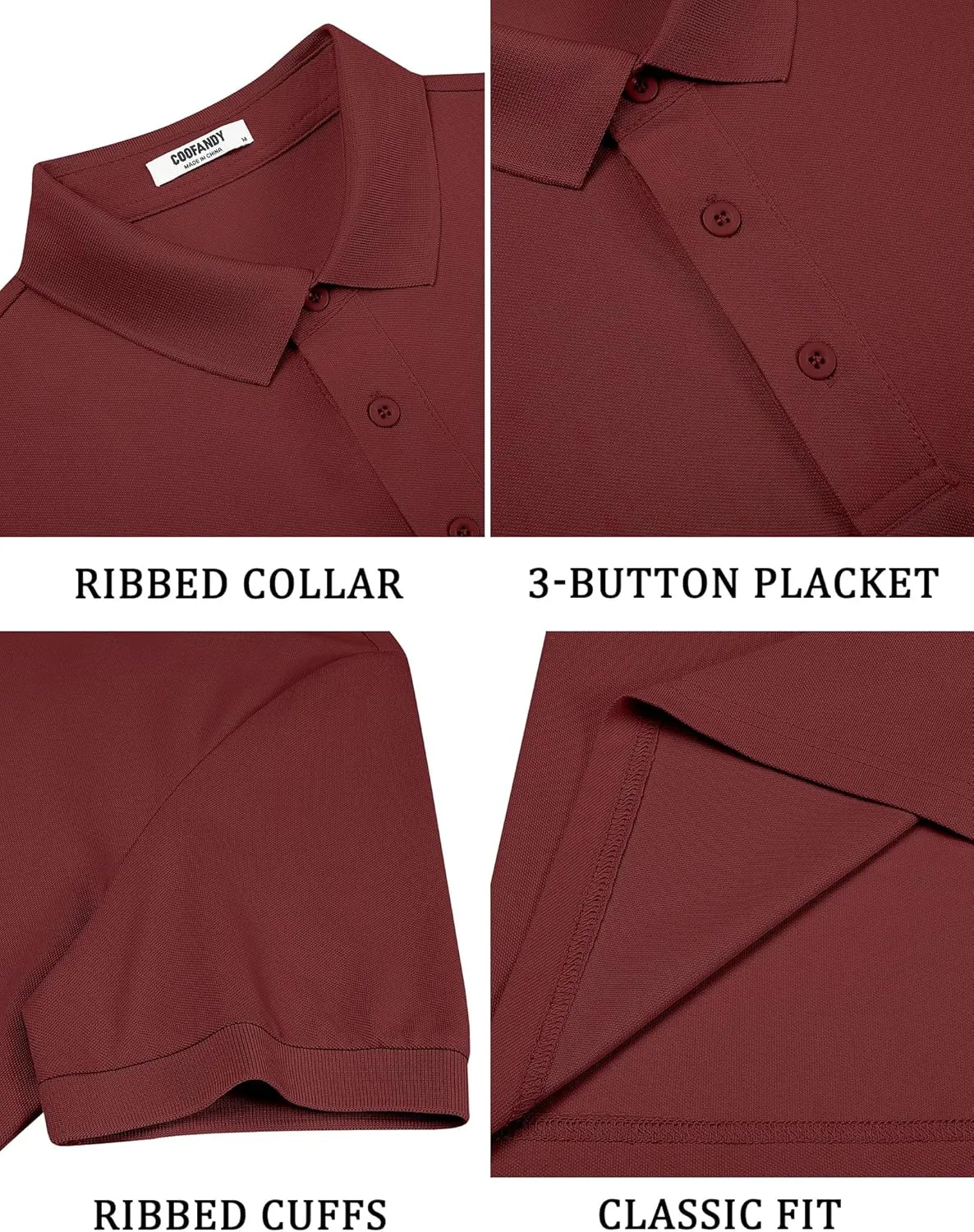 COOFANDY Men's Cotton Pique Polo Shirts Short Sleeve Golf Shirts Basic Casual Collared T-Shirt