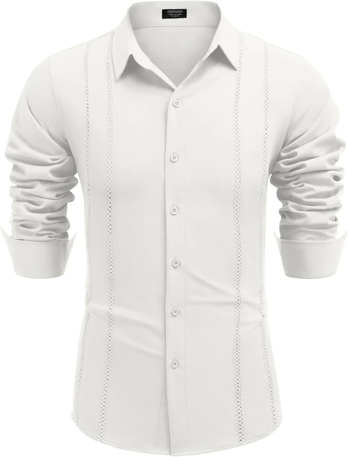 COOFANDY Mens Cuban Guayabera Shirt Casual Button Down Shirts Long Sleeve Summer Beach Shirts