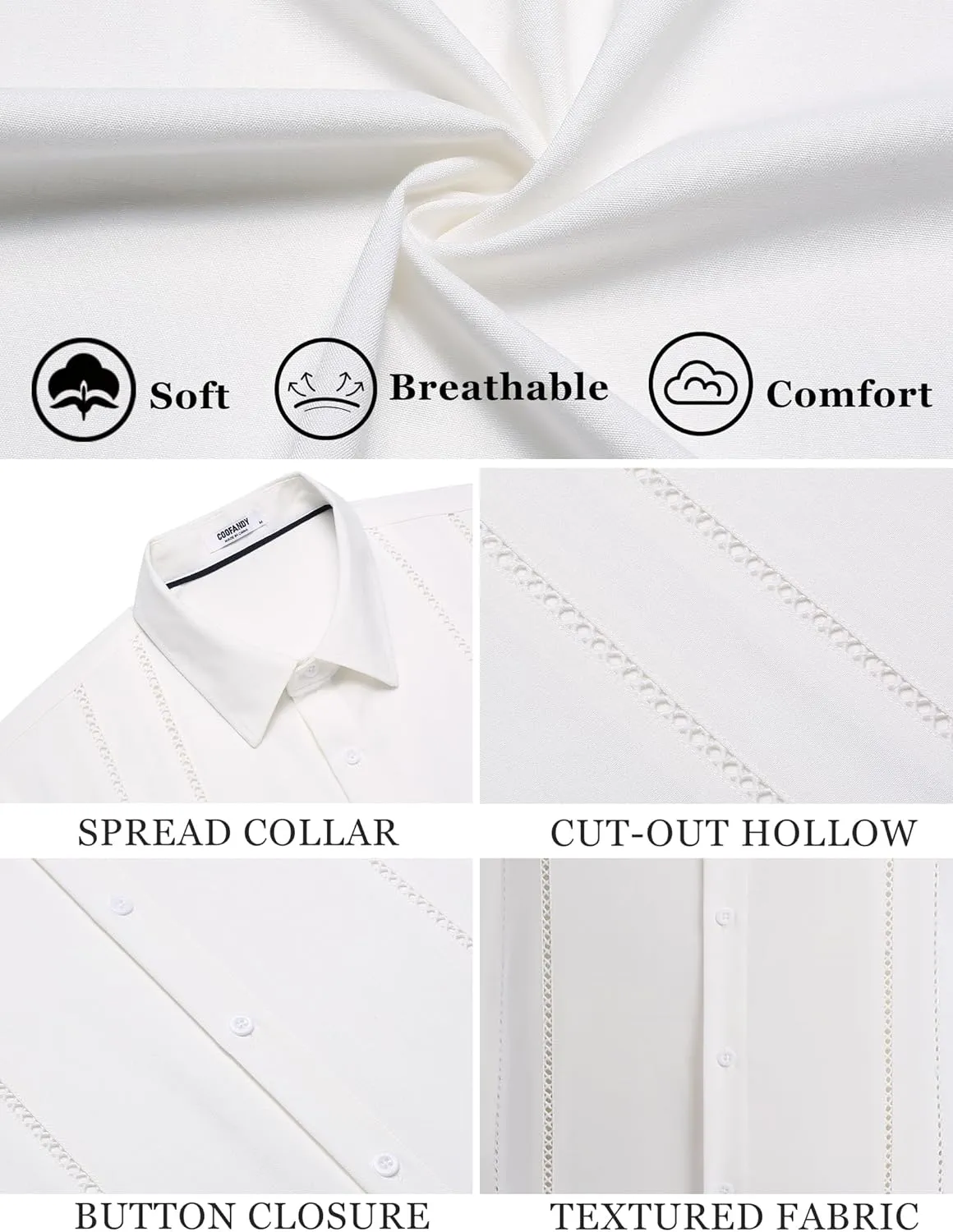 COOFANDY Men's Cuban Guayabera Shirt Casual Short Sleeve Button Down Shirts Summer Beach Shirts