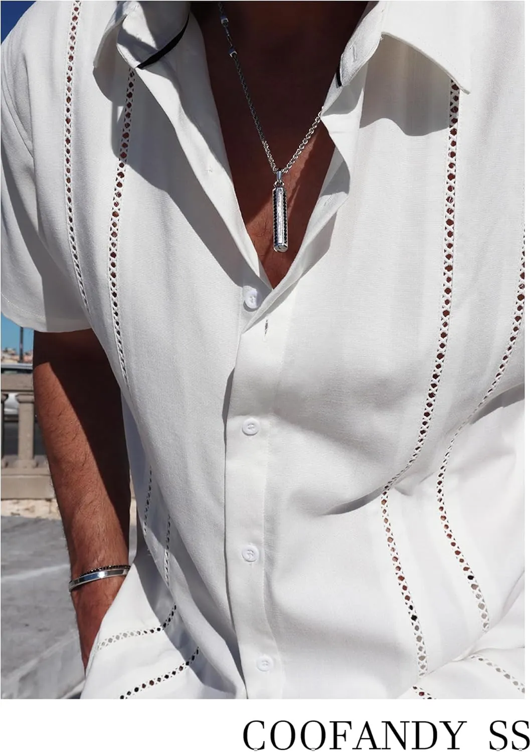 COOFANDY Men's Cuban Guayabera Shirt Casual Short Sleeve Button Down Shirts Summer Beach Shirts