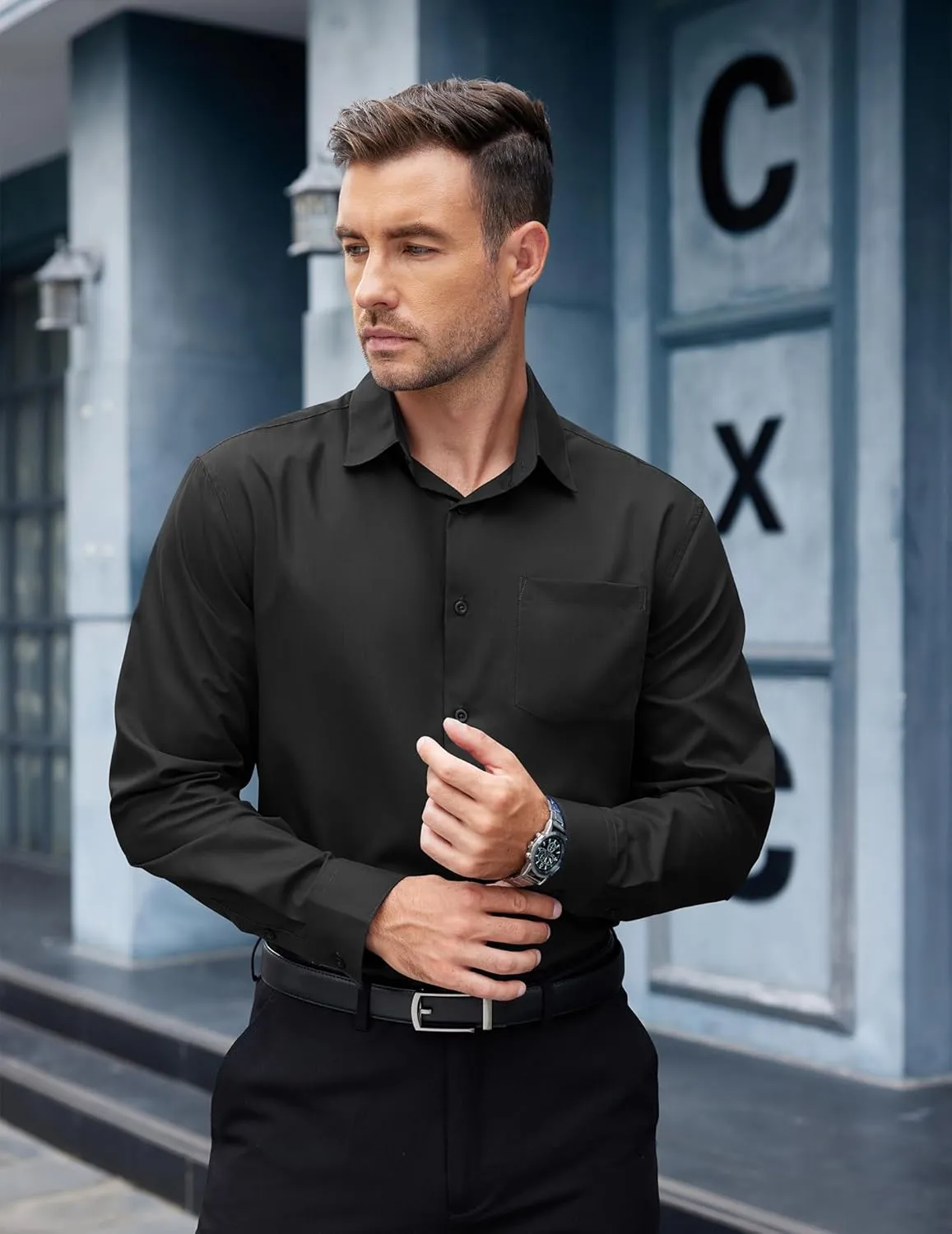 COOFANDY Mens Dress Shirts Long Sleeve Wrinkle Free Button Down Shirts Formal Business Shirt