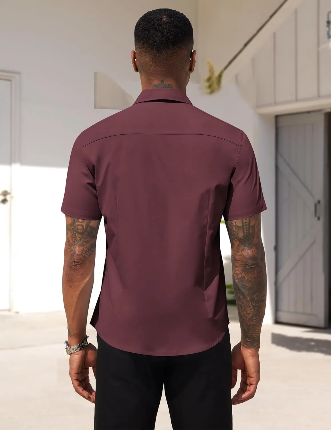 COOFANDY Men's Dress Shirts Short Sleeve Business Casual Regular Fit Button Down Shirts with Pocket